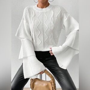BP. by Nordstrom cream tiered sleeve sweater